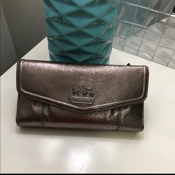 Coach Handbags - Coach Gunmetal Large Ashley Wallet